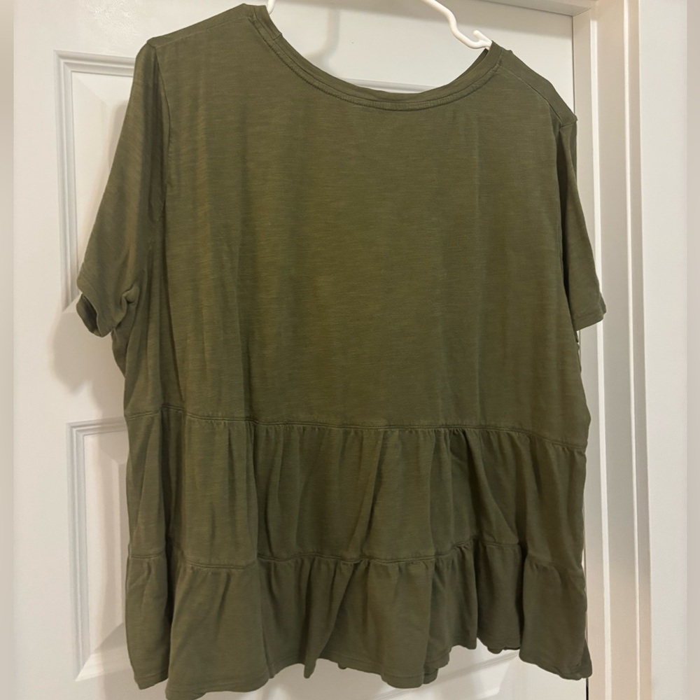 Olive Green Tiered Top